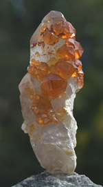 Orange Garnets on Self-Healed Smoky Quartz