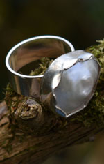 Handmade Coin Pearl Silver Ring