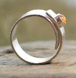 Handmade Pink Moonstone Textured Silver Ring