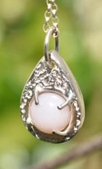 Handmade Pink Opal Silver Pendant
